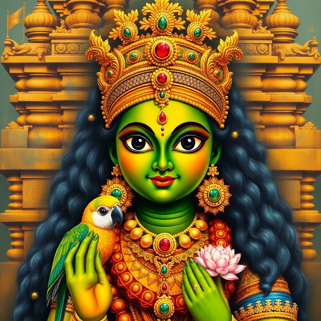 Goddess Meenakshi (Parvati) and Lord Sundareswarar (Shiva) – Deity Portrait