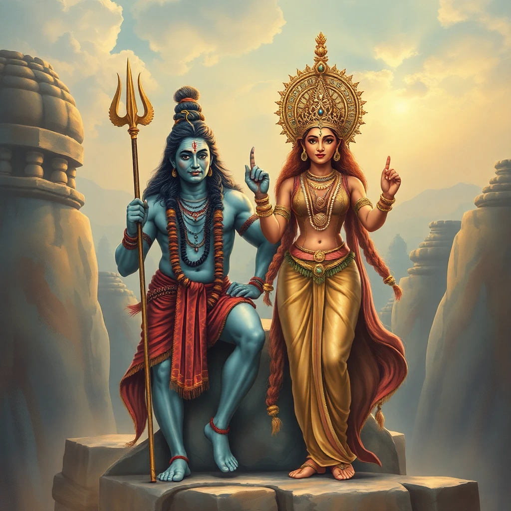 Lord Shiva (Virupaksha) and Goddess Pampa – Deity Portrait