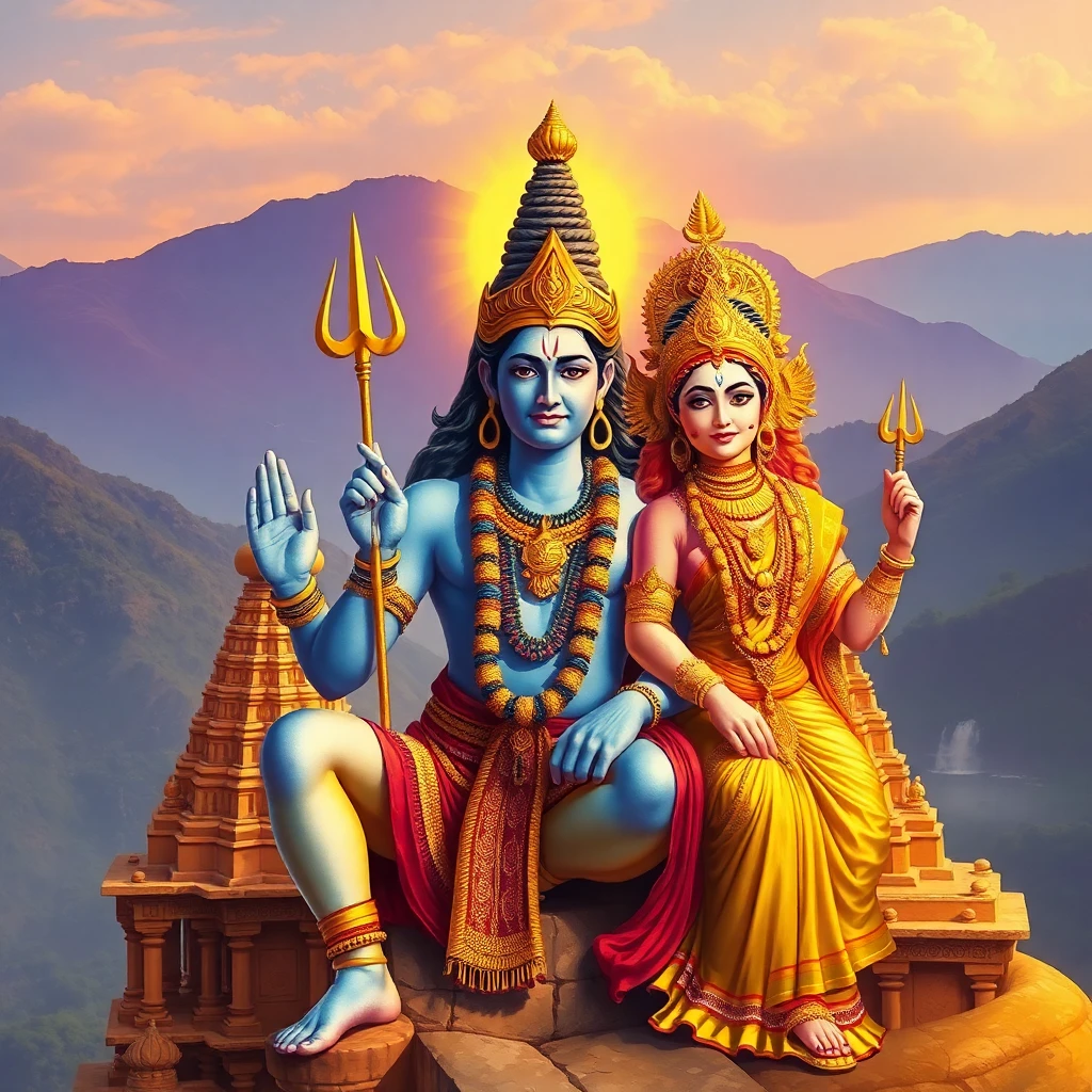 Lord Shiva (Mallikarjuna) and Goddess Bhramaramba – Deity Portrait