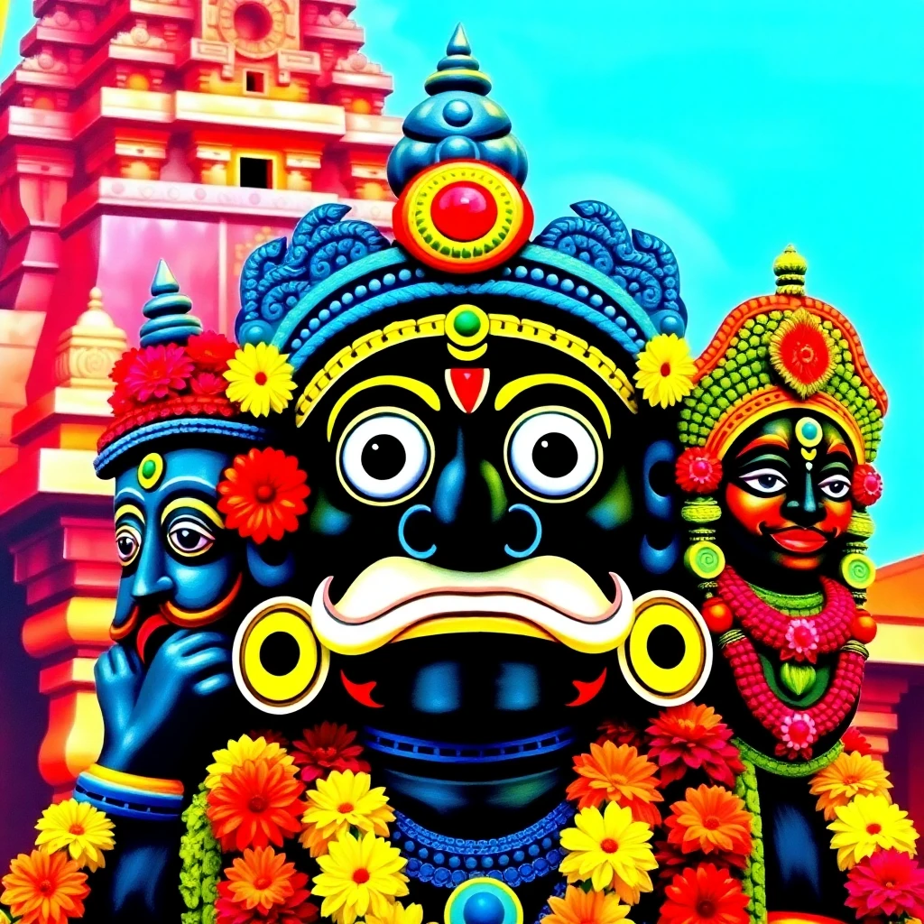 Lord Jagannath (Krishna), Balabhadra, Subhadra – Deity Portrait